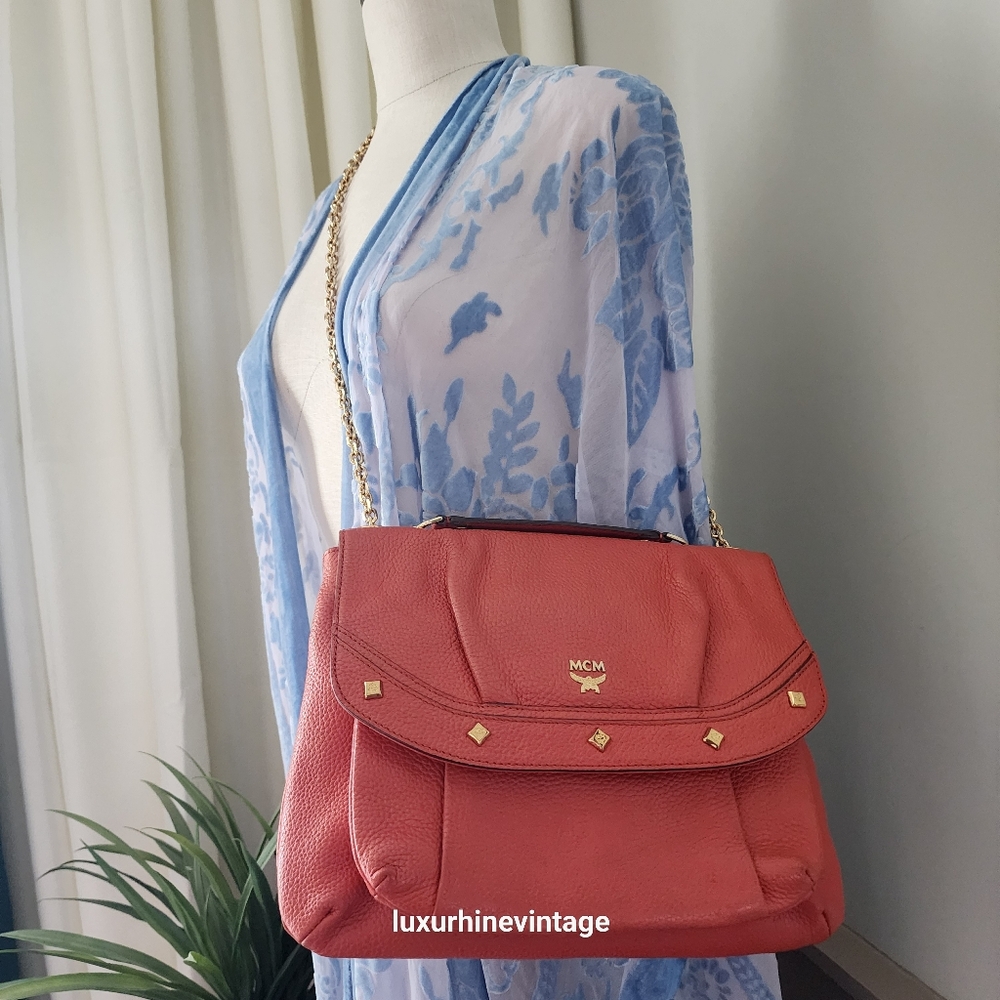 MCM TANGERINE LEATHER 2-WAY BAG